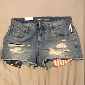 Old Navy American Flag Boyfriend Denim Short NWT